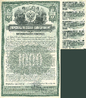 Imperial Russian Government - $1,000 5 1/2% Uncanceled Bond